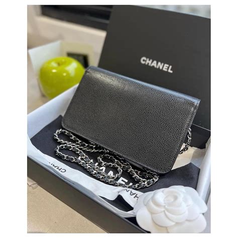 chanel pebbled leather wallet|chanel wallet on chain real.